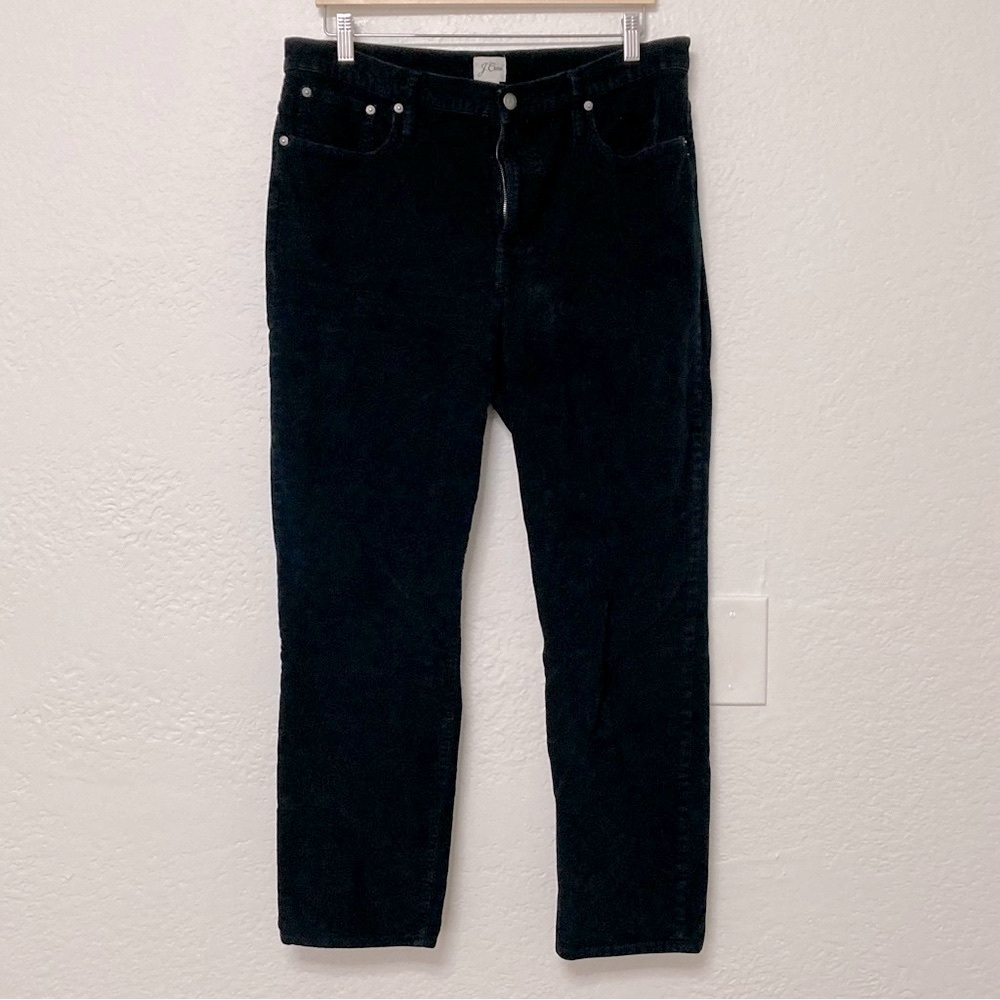 J Crew Black Corduroy Straight Leg Pants, Size 32